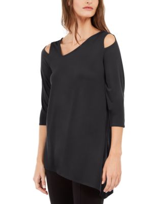 Alfani - Petite Asymmetrical Cut-Out Top
