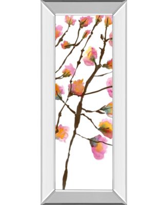 Inky Blossoms Il by Deborah Velasquez Mirror Framed Print Wall Art - 18" x 42"