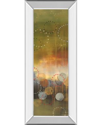 Circles in Green Panel I by Jeni Lee Mirror Framed Print Wall Art - 18" x 42"