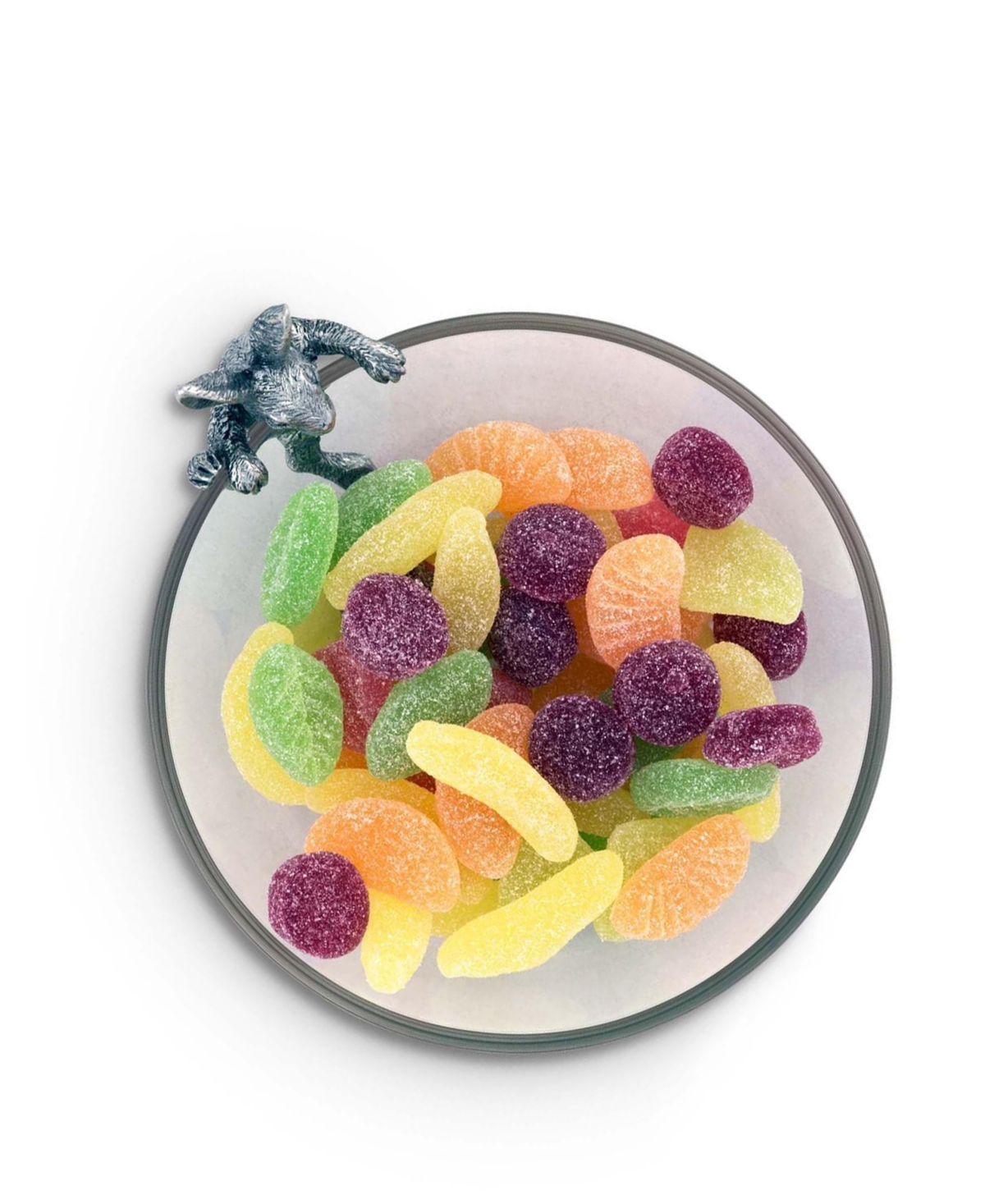 Vagabond House Glass Dip, Candy, Snack Bowl withClimbing Bunny - Pewter