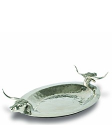 Long Horn Steer Handle Stainless Tray