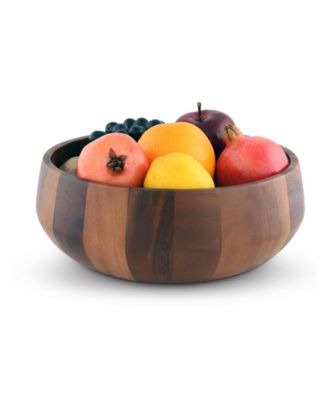 Acacia Wood Serving Bowl for Fruits or Salads Modern Round Shape Style Large Wooden Single Bowl