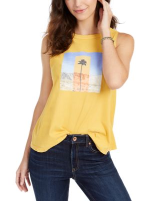 Roxy - Juniors' Cotton Palm Tree Graphic-Print Muscle Tank Top