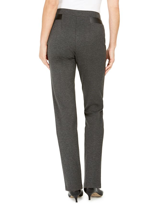 JM Collection Faux Leather Trim Pull-On Pants, Created For Macy's ...