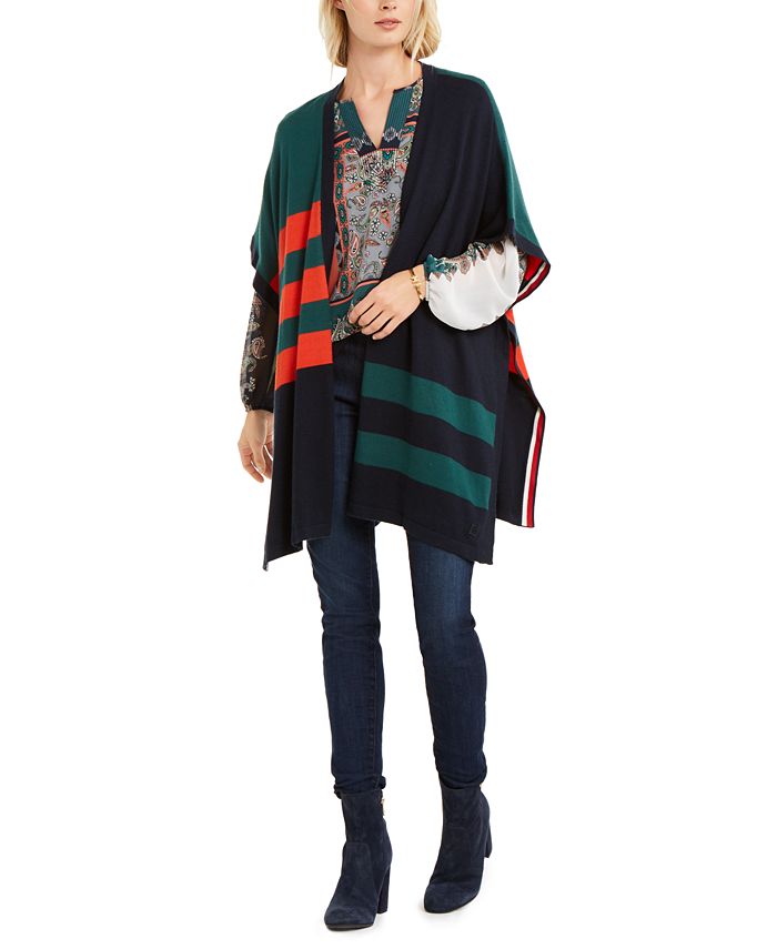 Tommy Hilfiger Colorblocked Poncho Cardigan & Reviews - Sweaters ...
