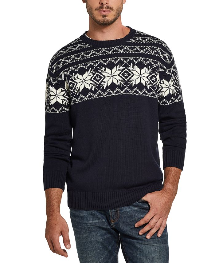 Weatherproof Vintage Men's Snowflake Pattern Sweater - Macy's