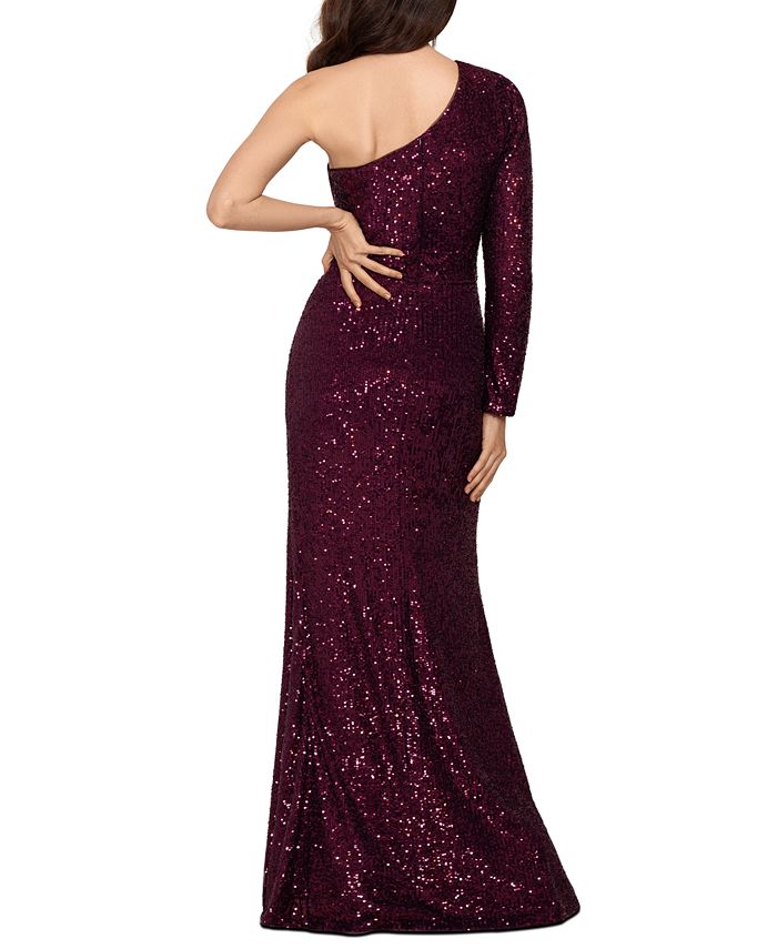 XSCAPE Sequinned One-Shoulder Gown - Macy's