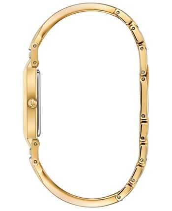 Bulova Women's Diamond-Accent Gold-Tone Stainless Steel Bangle Bracelet ...
