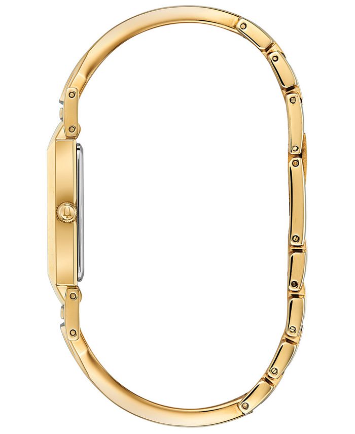Bulova Women's Diamond-Accent Gold-Tone Stainless Steel Bangle Bracelet ...