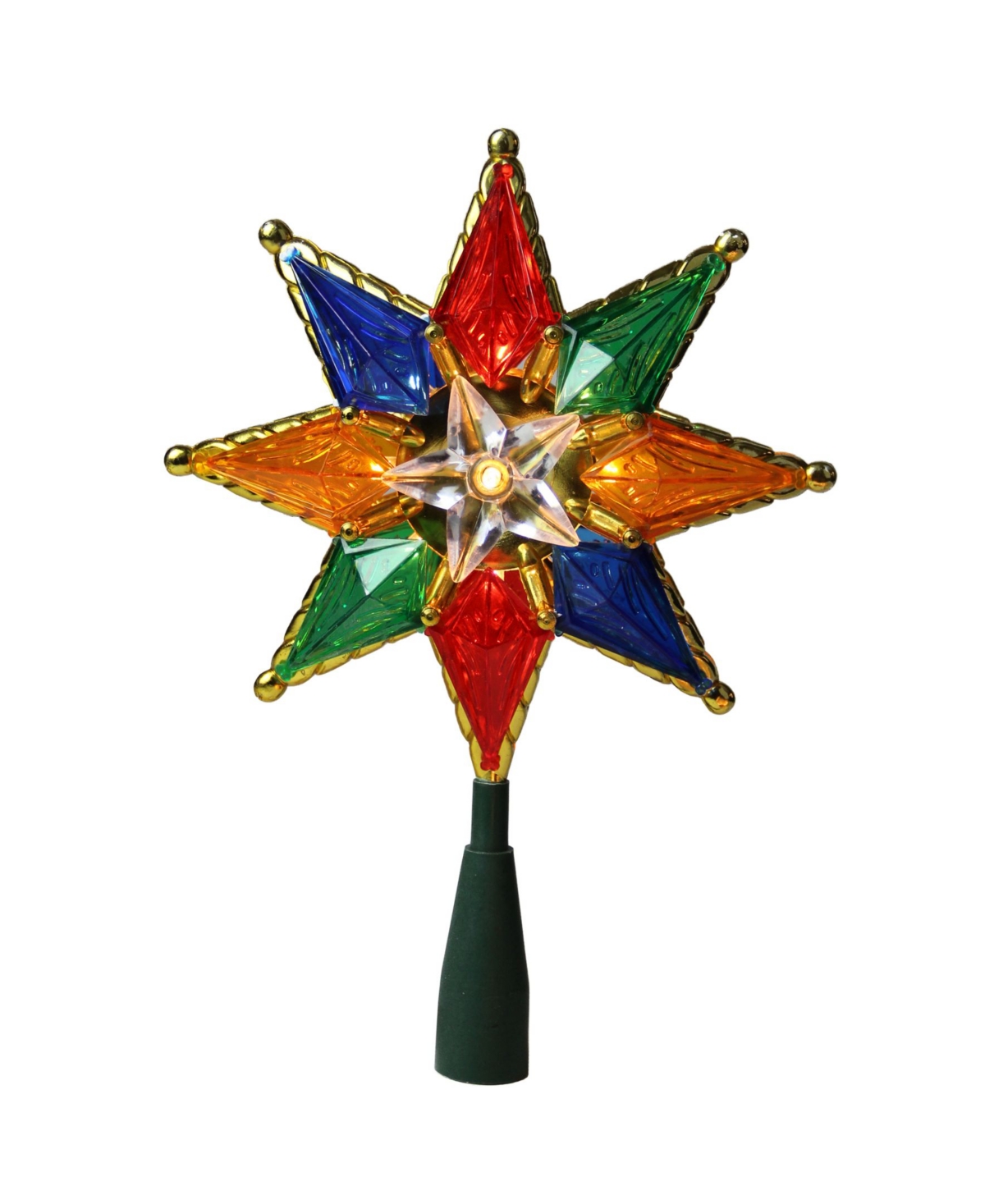 8" Multi-Color Mosaic 8-Point Star Christmas Tree Topper - Clear Lights - Multi