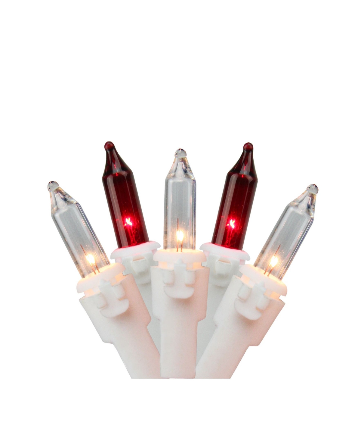 Set of 35 Red Clear Mini Christmas Lights 2.5" Spacing - White Wire - Red