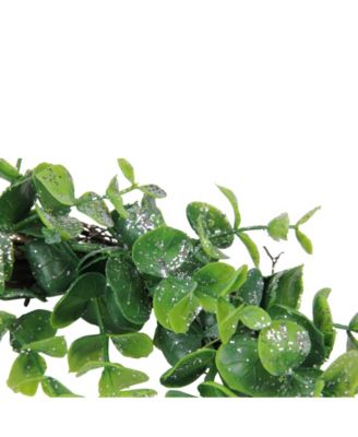 8.75" Sparkling Silver and Green Grass Decorative Christmas Wreath