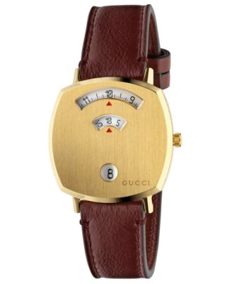 Gucci - Unisex Grip Bordeaux Leather Strap Watch 35mm