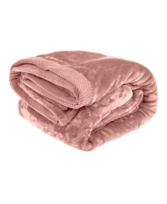 Elle Decor - Silky Soft Plush Blanket with Corduroy Trim, Full