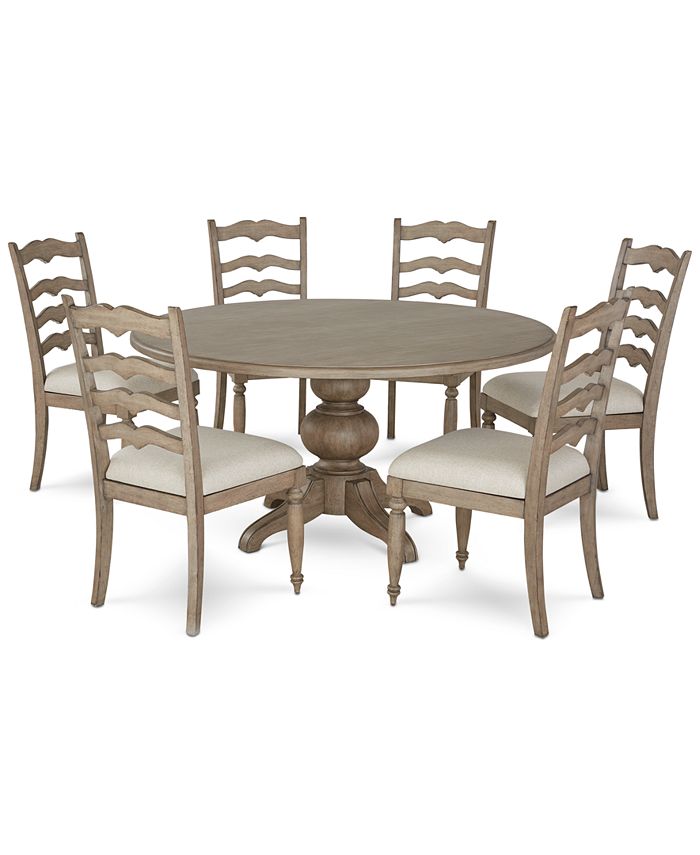 Furniture Ellan Round Dining, Six Chairs Round Dining Table Set