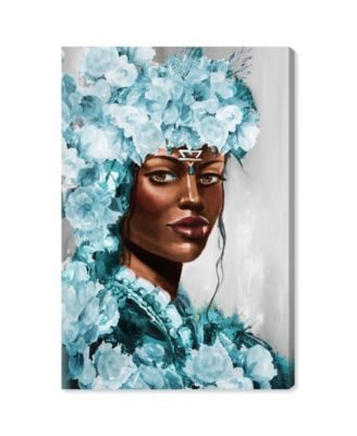 Flower Queen Teal Canvas Art - 24" x 16" x 1.5"