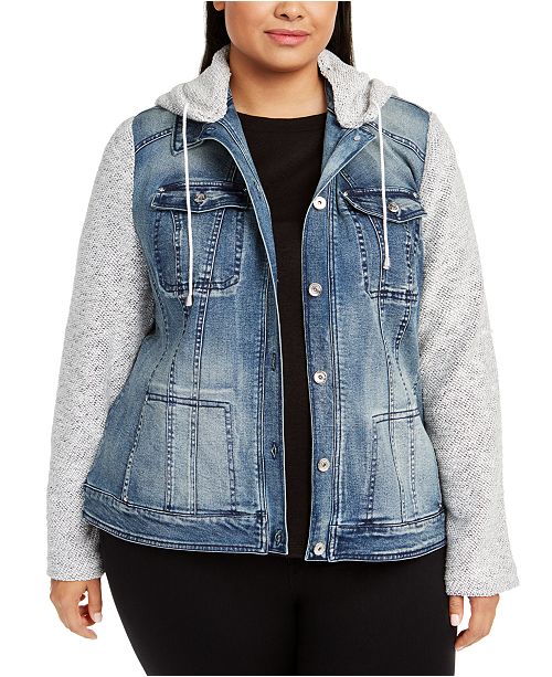 Inc International Concepts Inc Plus Size Knit Sleeve Denim Jacket