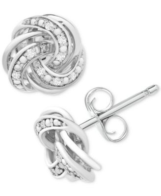 diamond love knot earrings