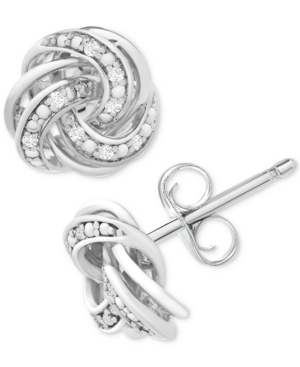 image of Diamond Love Knot Stud Earrings (1/10 ct. t.w.) in Sterling Silver
