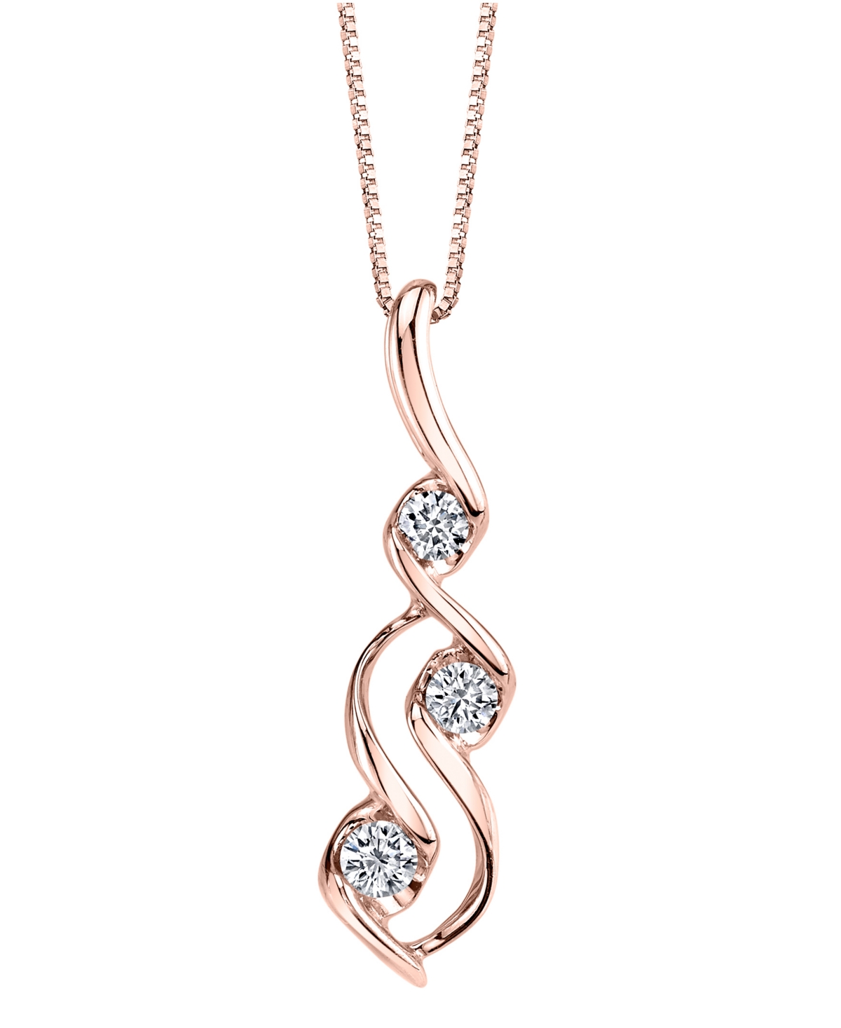 Diamond (1/10 ct. t.w.) Three Stone Pendant in 14k Yellow Gold or- ROSE GOLD