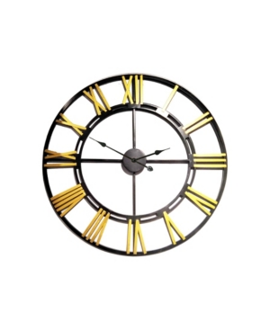 Peterson Artwares Wrought Iron Wall Clock With Bold Rusty Roman Number In Black Rust