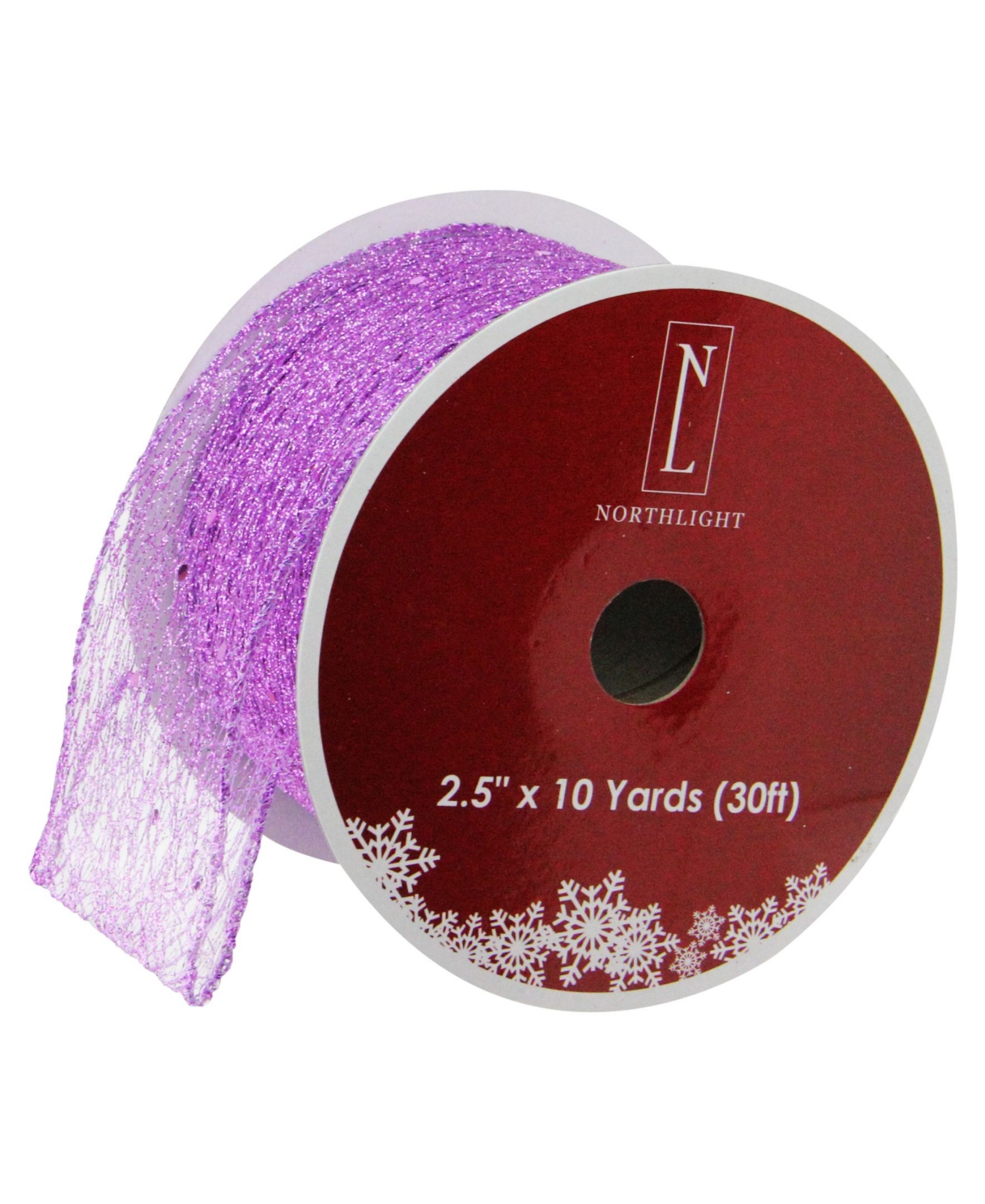 Glittering Purple Wired Christmas Craft Ribbon 2.5" x 10 Yards - Purple