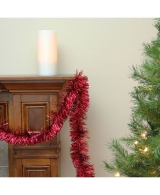 50' Traditional Shiny Red 6 Ply Christmas Foil Tinsel Garland - Unlit