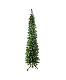 6' Pre-Lit Traditional Green Pine Pencil Artificial Christmas Tree - Clear Lights