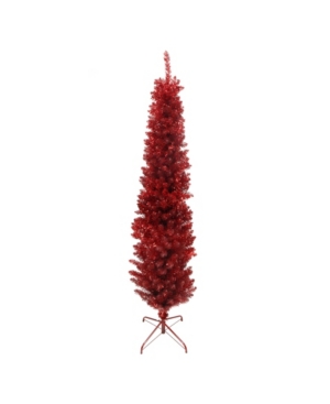 Northlight 6' Red Artificial Tinsel Pencil Christmas Tree