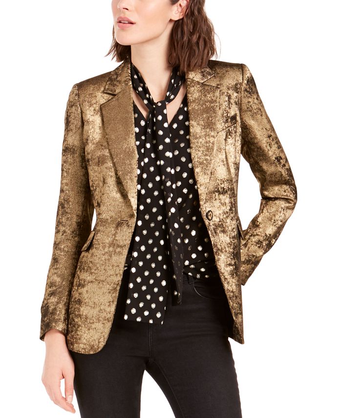 Soft Touch Metallic One Button Blazer main image 0
