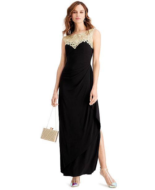 Alex Evenings Petite Illusion Lace Draped Gown Reviews Dresses