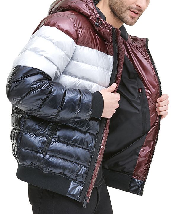 DKNY Men's Quilted Pearlized Nylon Hooded Bomber Jacket, Created for Macy's & Reviews Coats