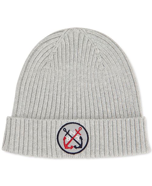 Nautica Men S Blue Sail Logo Patch Beanie Created For Macy S
