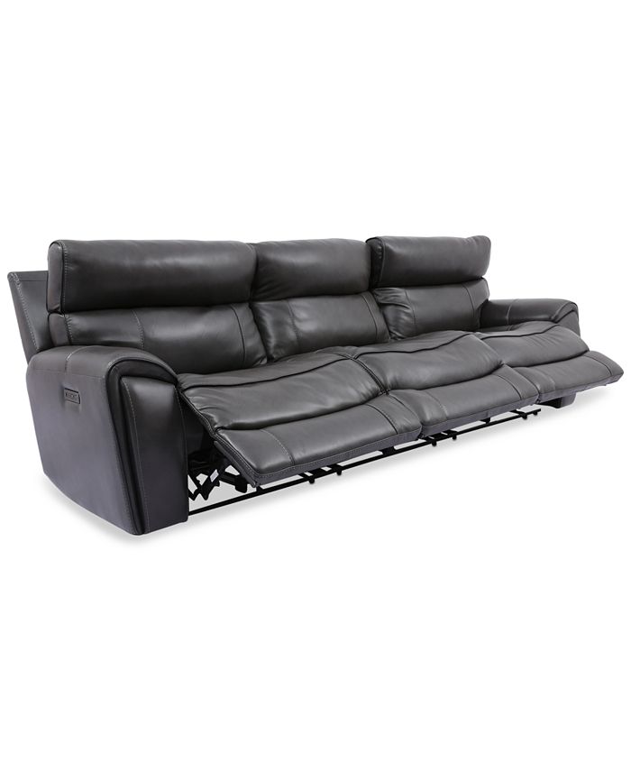 Furniture - Hutchenson 3-Pc. Leather Sectional with 3 Power Recliners and Power Headrests