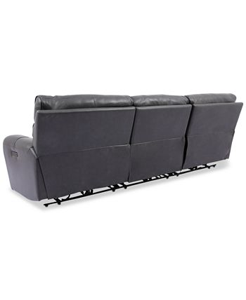 Furniture - Hutchenson 3-Pc. Leather Sectional with 3 Power Recliners and Power Headrests