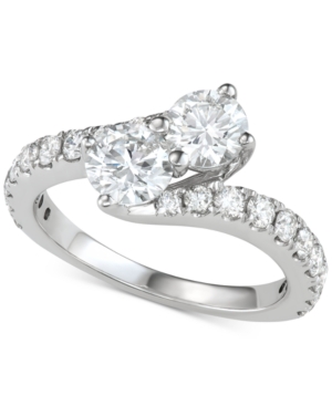 image of Diamond Two-Stone Bypass Engagement Ring (2 ct. t.w.) in 14k White Gold