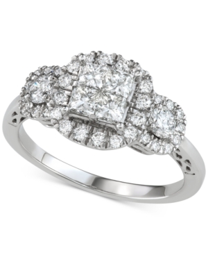 image of Diamond Princess Halo Engagement Ring (1-1/5 ct. t.w.) in 14k White Gold