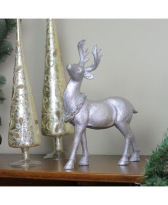 10.5" Elegant Silver Christmas Table Top Reindeer Figure