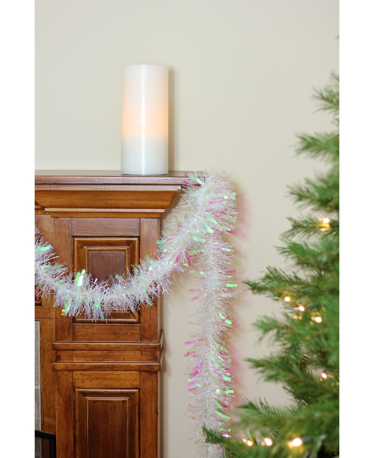 Northlight 50'Iridescent Wide Cut Christmas Tinsel Garland - Unlit - White
