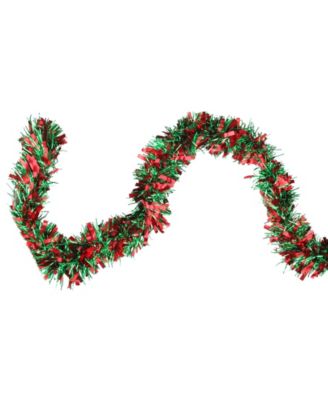 Northlight 50' Shiny Green And Red Christmas Tinsel Garland - Unlit ...