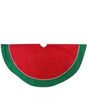 Northlight 48" Traditional Red And Green With White Piping Christmas Tree Skirt In Red