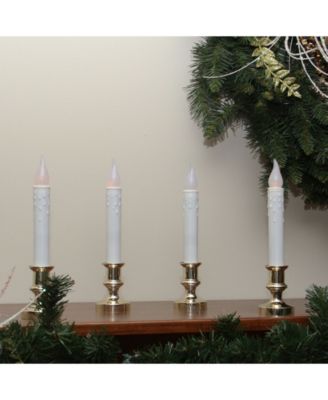 Set of 4 LED Flickering Window Christmas Candle Lamp with Timer 8.5"