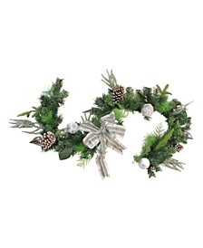 6' x 11" White and Silver Bow and Pine Cone Artificial Christmas Garland - Unlit