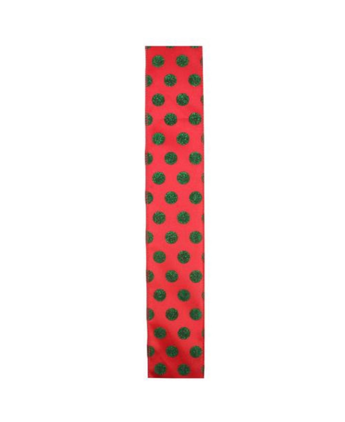 Northlight Red and ShimmeringPolka Dot Wired Christmas Craft Ribbon 2.5