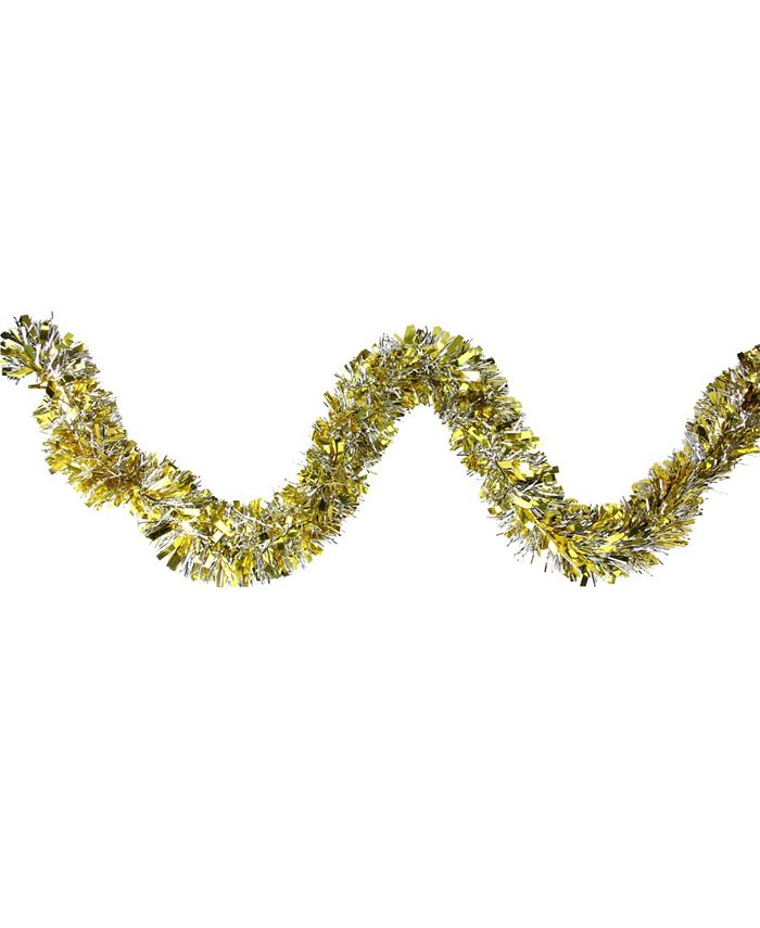 Northlight 12' Soft Gold and Silver Wide Cut Christmas Tinsel Garland