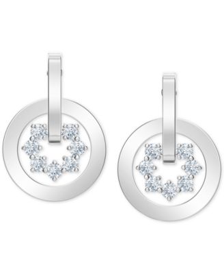 Swarovski - Silver-Tone Crystal Circle Drop Earrings