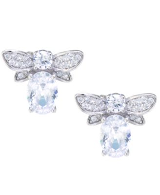 Macy's - Clear Cubic Zirconia Bumble Bee Earrings in Sterling Silver