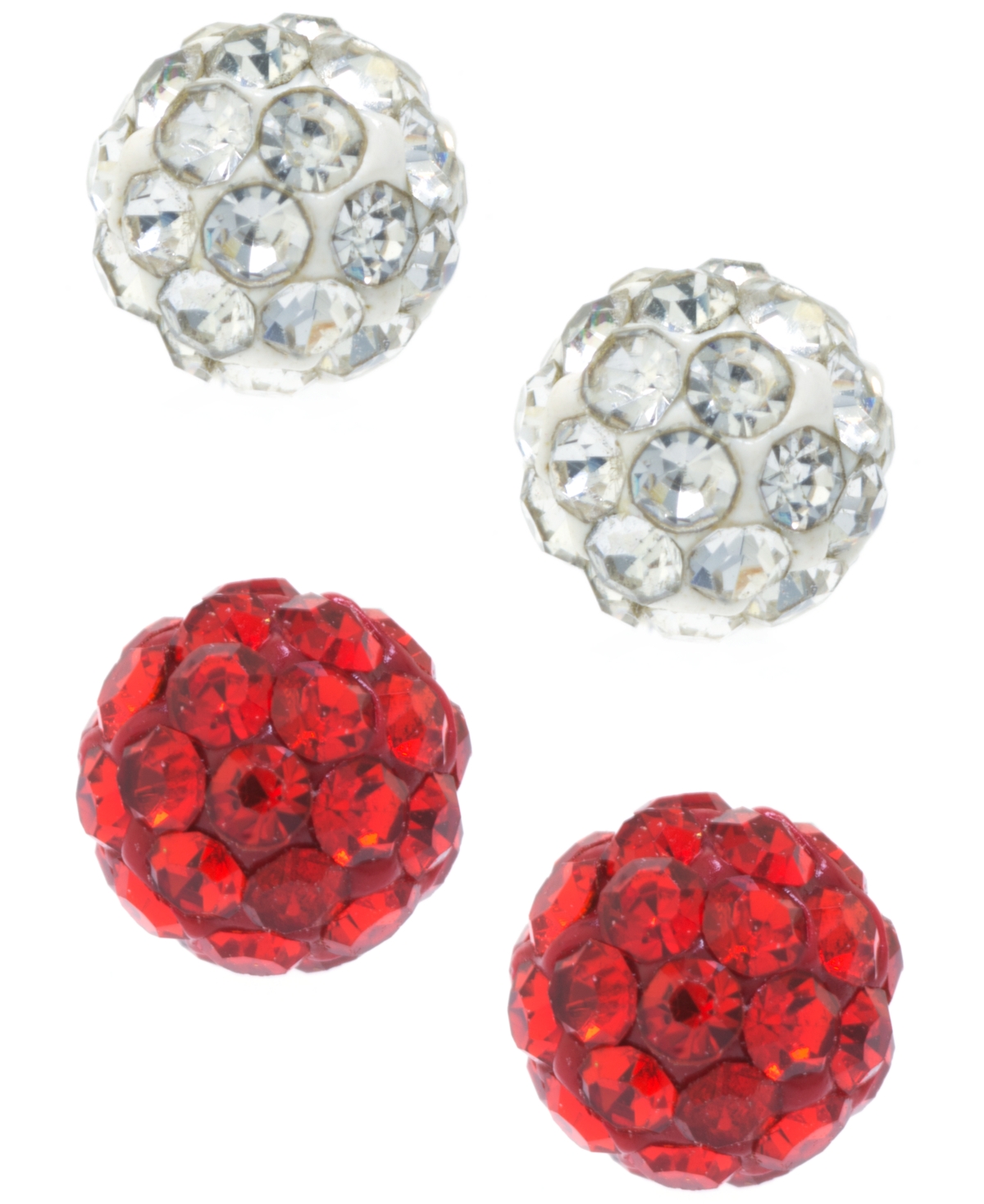 Macy's 2-pc. Set Blue & Dark Blue Crystal Ball Stud Earrings In Sterling Silver (also In White & Red Crysta