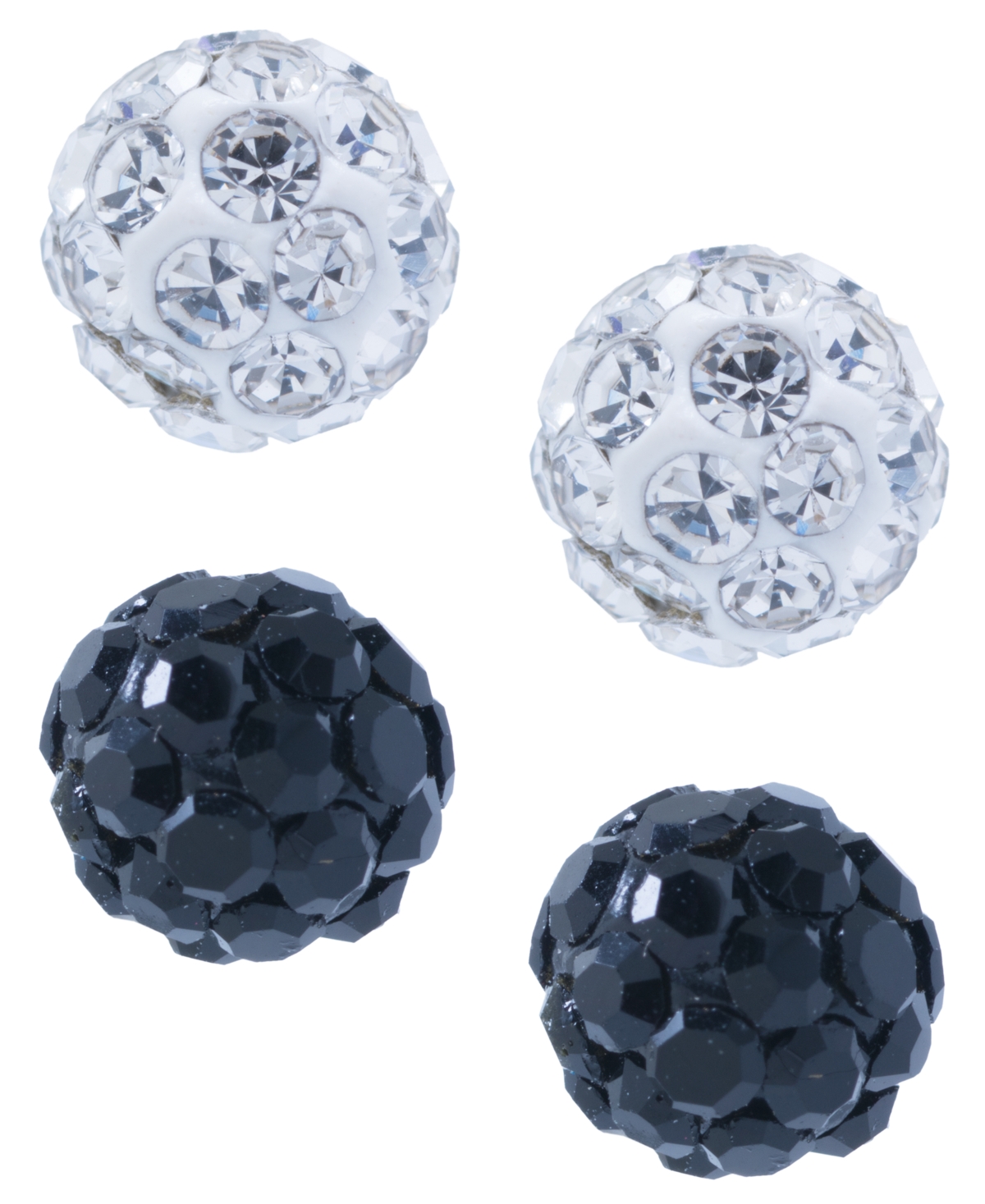 2-Pc. Set Blue & Dark Crystal Ball Stud Earrings Sterling Silver (Also White Red Crystal)