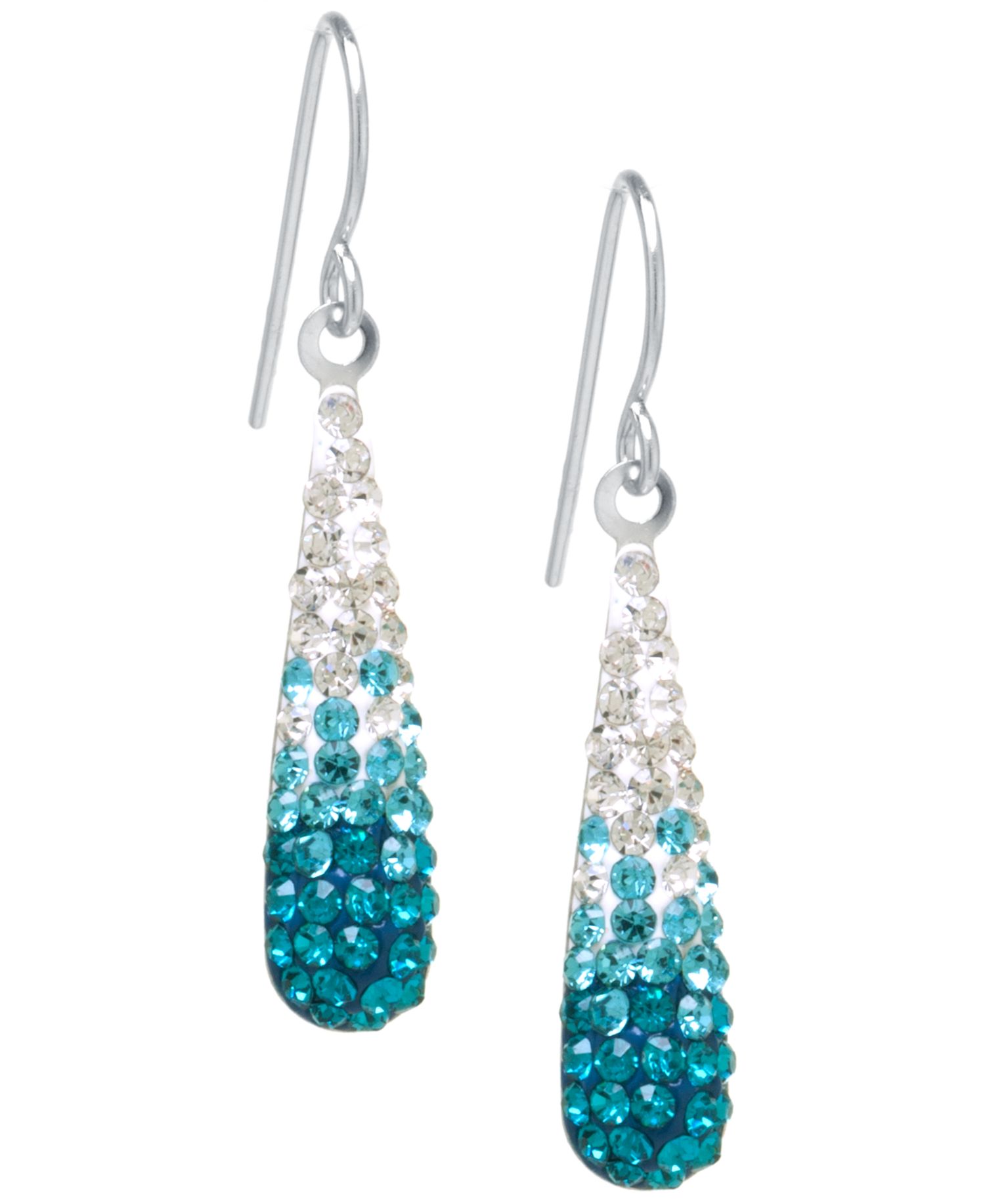 Crystal Pav&eacute; Tear-Shape Drop Earrings in Sterling Silver